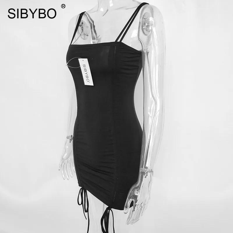 Женское короткое обтягивающее платье Sibybo, желтое обтягивающее вечернее платье-футляр на узких бретелях с открытой спиной для вечеринки на лето