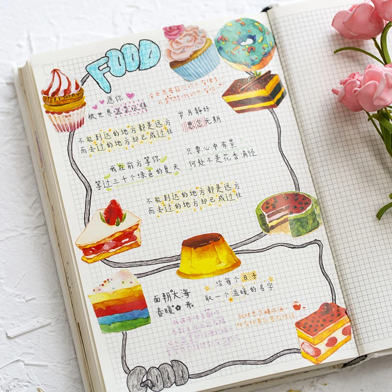 50 pcs/box Dessert cake Heteromorphism stickers paper decoration sticker diy handmade album scrapbooking Arts Crafts | Дом и сад