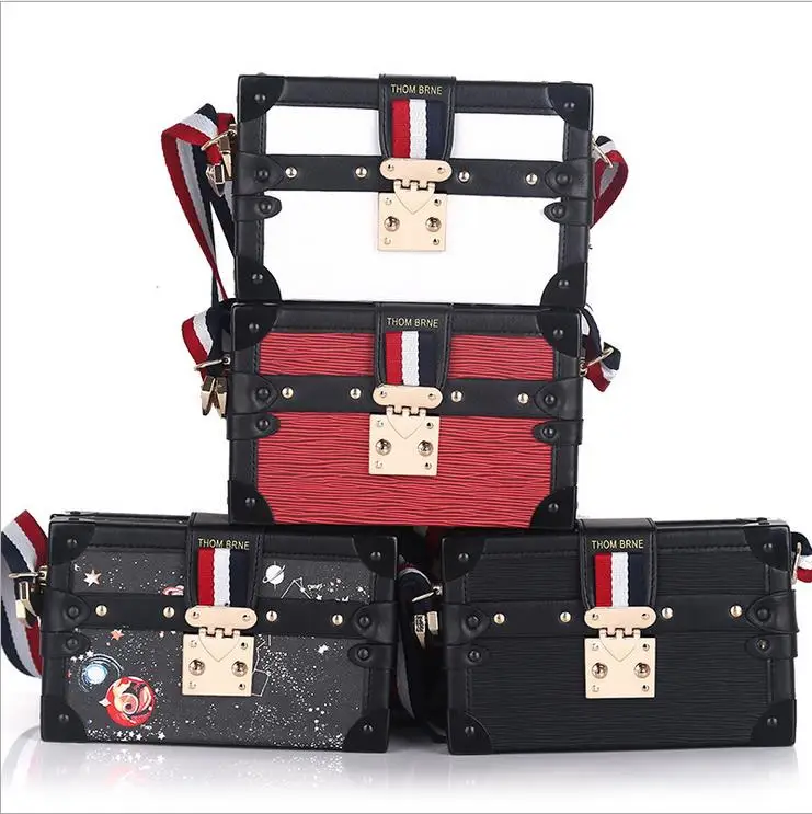 2017 Искусственная кожа коробка сумка с замком сумки Классический Вечеринка бренд