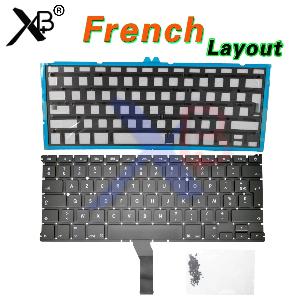 Французская клавиатура AZERTY FR для A1369 A1466 с подсветкой 100 винтов клавиатуры MacBook Air 13