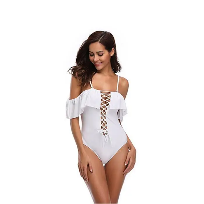 Женский купальник с рюшами Сексуальный Бандаж открытой спиной Цельный бикини