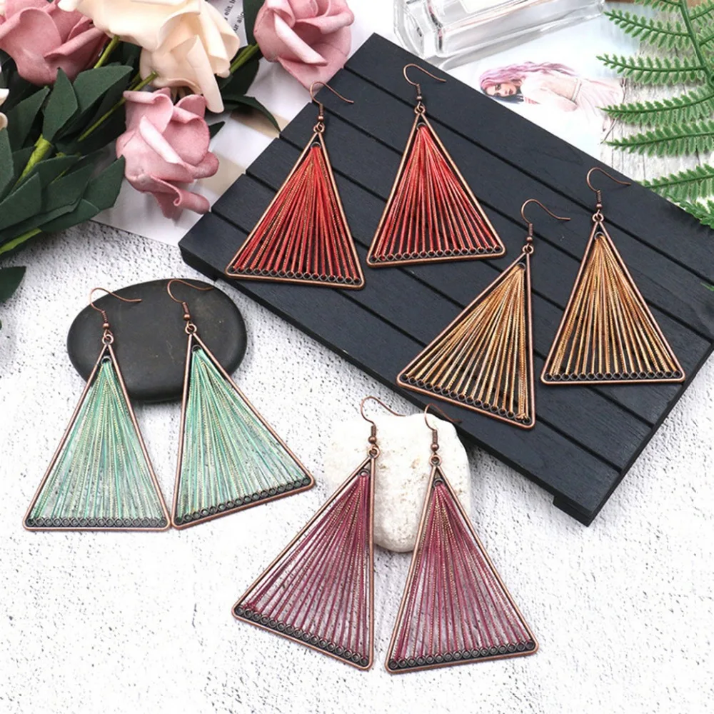 Gypsy Boho хиппи бронзовые металлические висячие серьги с бахромой женские вечерние