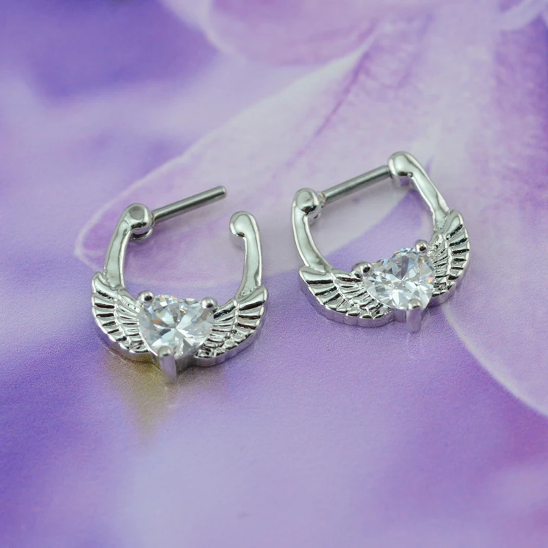 Angel Wing Nose Ring Mysterious Indian Septum Rings Bling Zirconia Clips Punk Fashion Women/Girl Piercing Jewelry | Украшения и