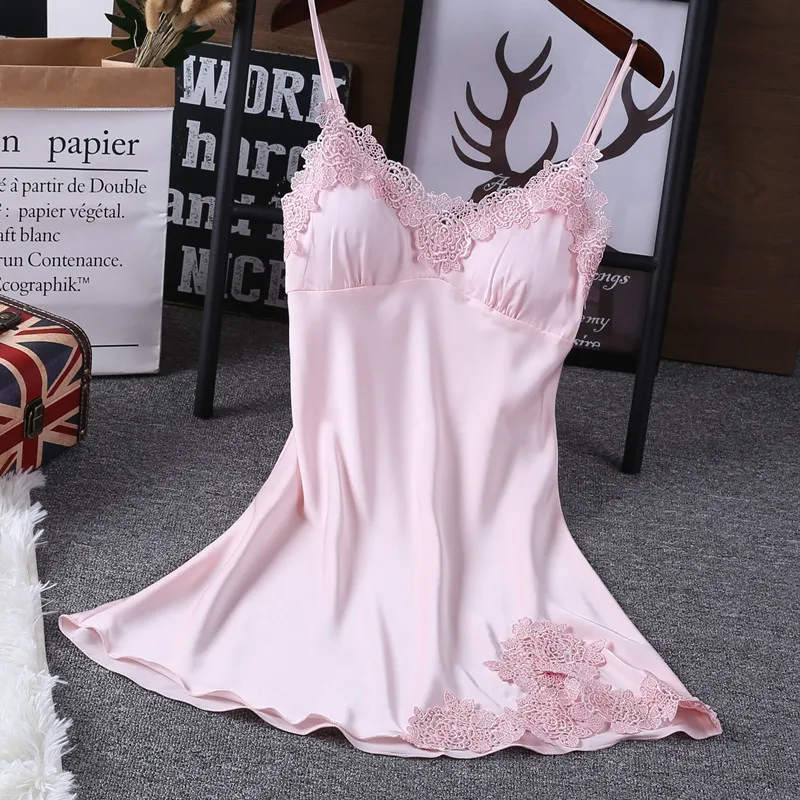 Сексуальное Кружевное шелковое Ночное платье для женщин с v-образным вырезом