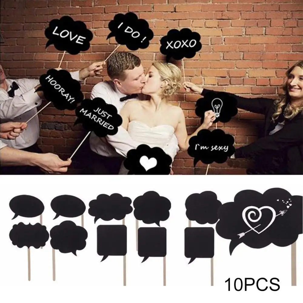 10pcs blackboard FENGRISE Mr Mrs Just sevened Fun Photo Booth Реквизит для невесты, жениха, свадебная декоративная фотобудка, вечерние принадлежности для свадебного душа - Цвет: 10pcs blackboard