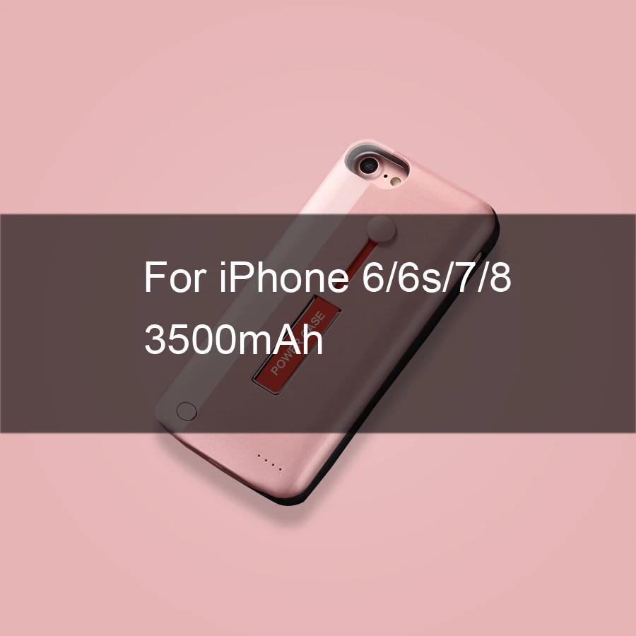 Чехол для зарядного устройства для iPhone 6, 6s, 7, 8 Plus, 3500 мАч/4000 мАч/5000 мАч, чехол для зарядного устройства для iPhone X, XR, Xs, чехол для зарядки аккумулятора - Цвет: Pink For i6 6s 7 8
