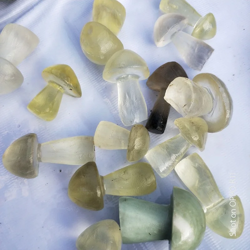 1pcs Natural Green Agate Citrine Mushroom Shape Reiki Crystal Stone An ornament for a home or garden | Дом и сад