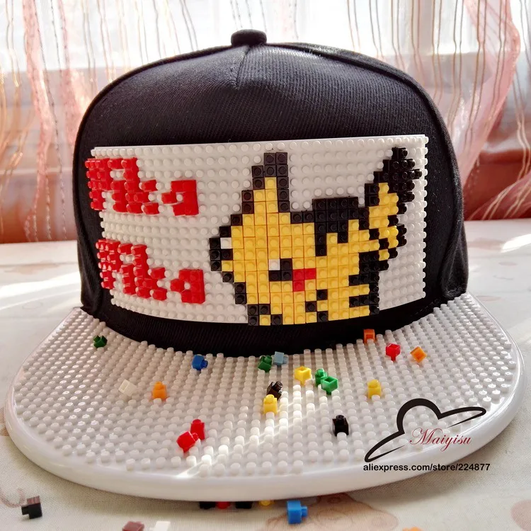 Бейсбольная кепка Pokemon Go Brick Pikachu, бейсболка в стиле хип-хоп, Кепка Snapback для мужчин и женщин, кепка со съемными блоками - Цвет: 6