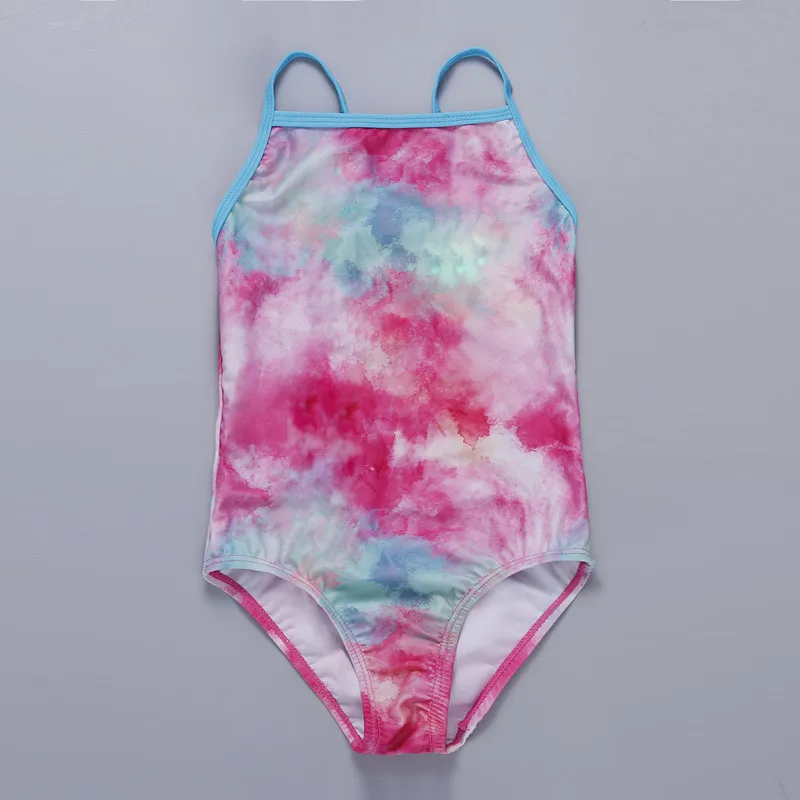 Красивый слитный купальник для девочек Цветной пляжный костюм с рисунком | Спорт