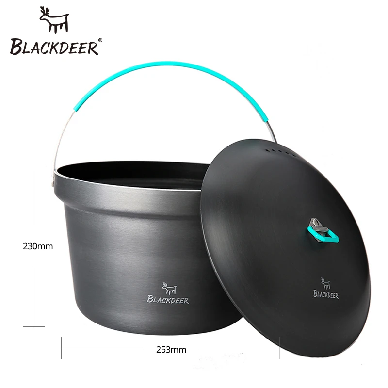 BLACKDEER прочная кухонная утварь для походов на открытом воздухе, кастрюля для приготовления пищи, кастрюля для пикника, посуда для пикника, кастрюля для супа и риса, анодированный алюминий, 3 л