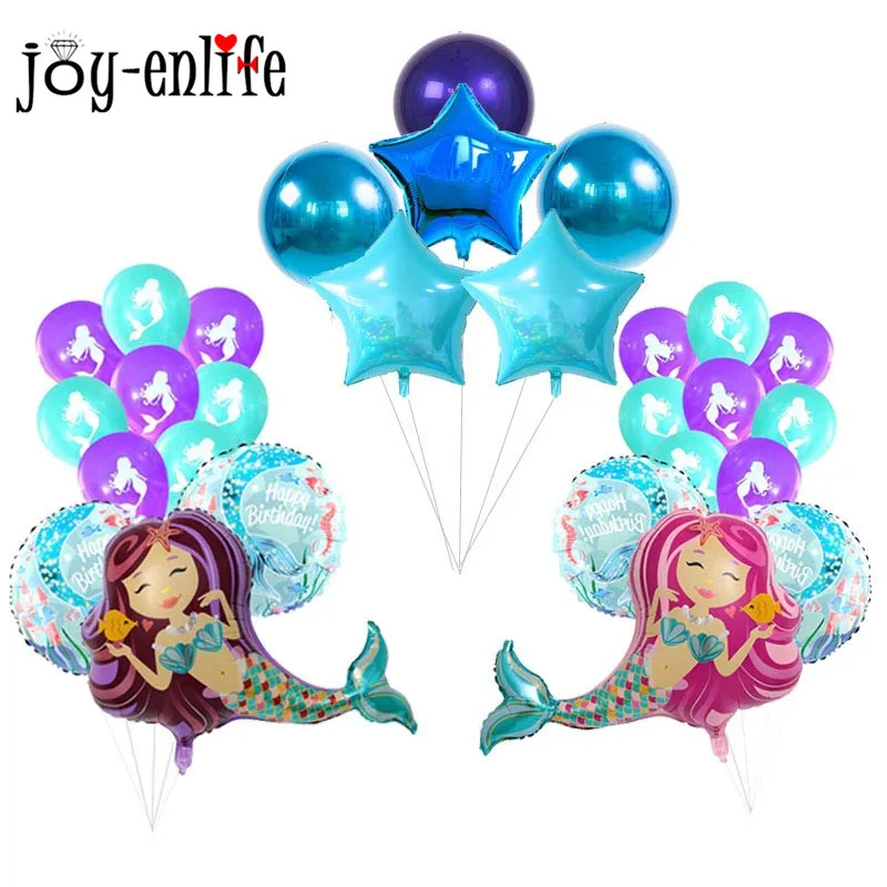 JOY-ENLIFE воздушные шары из фольги для вечеринки в честь Дня Рождения, вечерние воздушные шары в стиле русалки, воздушные шары для вечеринки в честь первого дня рождения