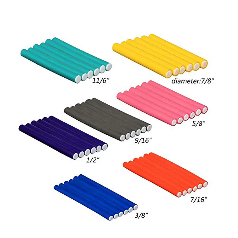 Бигуди гибкие бигуди Набор FushoP 42-PACK 7 "роликовые плойки для волос flexi-rods стержни