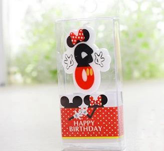 Minnie 8 1 шт. с днем рождения, мультяшная свеча, Микки, Минни Маус, свеча, юбилейный торт, цифры, От 0 до 9 лет, свеча, украшения для детской вечеринки, сделай сам - Цвет: Minnie 8