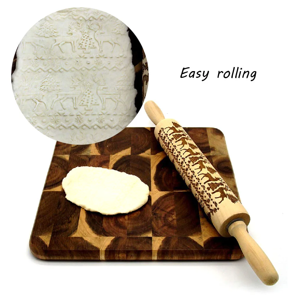 Рождественская Снежинка Олень елка тисненая Скалка лазерная гравировка резак