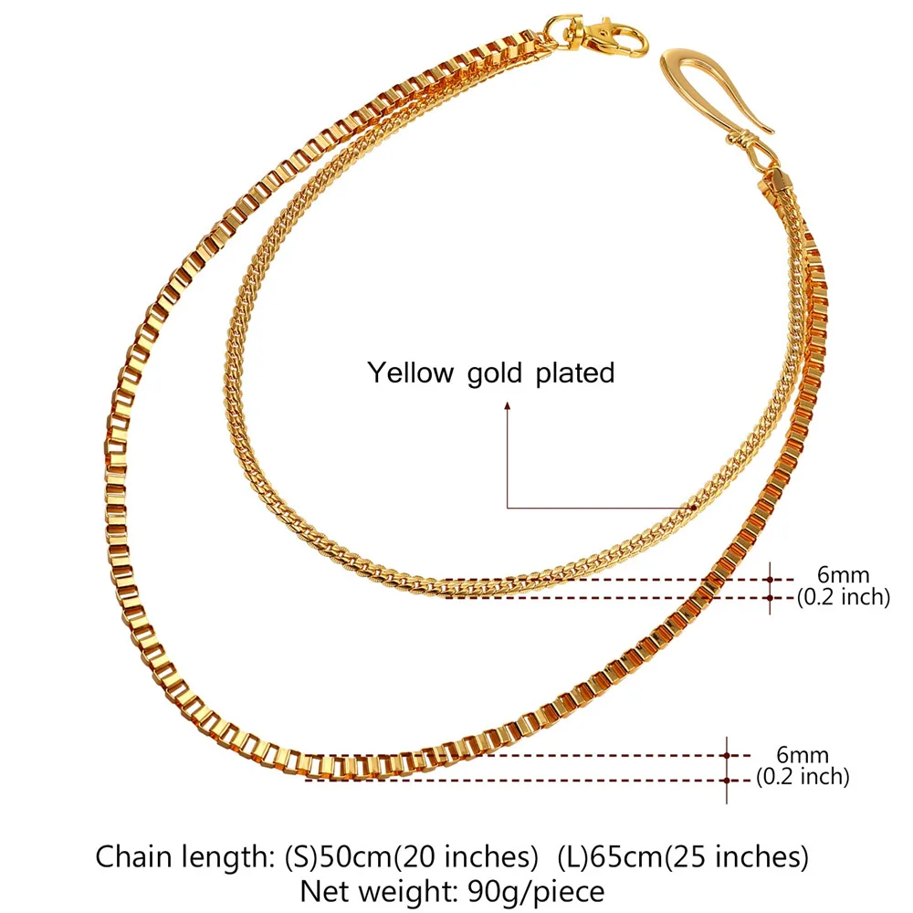 Мужские джинсы Штаны цепи двойного слоя хип хоп личности пояс цепочка на талию