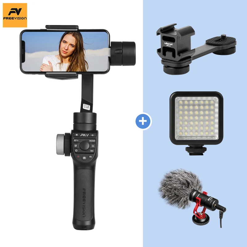 Freevision Vilta M Pro карданный 3-осевой Ручной Стабилизатор для смартфона для huawei P30 Pro IPhone X XS samsung Galaxy S9 S8 плюс - Цвет: w PT-3 LED Mic