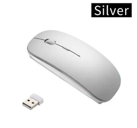 sliver Беспроводной приемник usb-мыши перезаряжаемый игровой компьютер ноутбук мышь для hp lenovo Asus окна Mac 8/10 ноутбук - Цвет: sliver