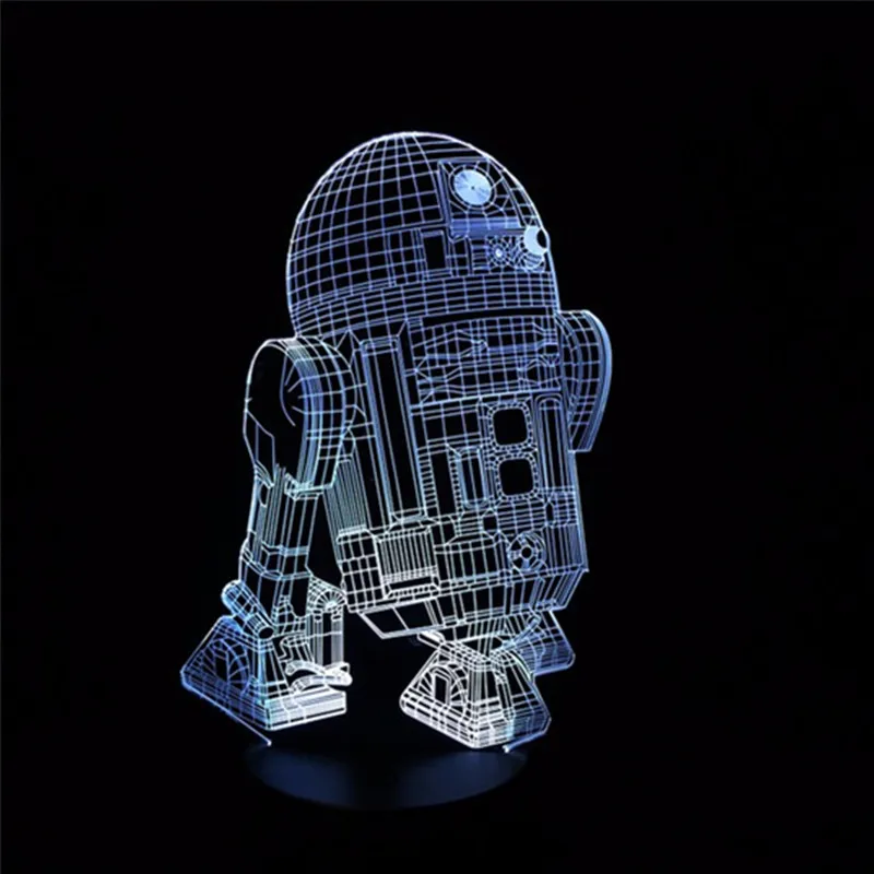 Робот R2D2 Звездные войны 3D визуальный индикатор светодиодный 7 цветов Сенсорный пульт Управление сна Ночная светится в темноте игрушки для подарок на день рождения