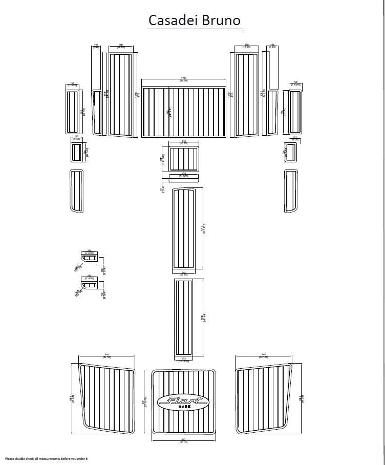 

Custom EVA teak decking for Casadei Bruno as by the drawing