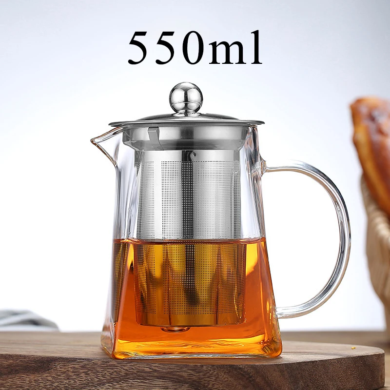 Маленький стеклянный чайник с инфузером из нержавеющей стали Oolong черный