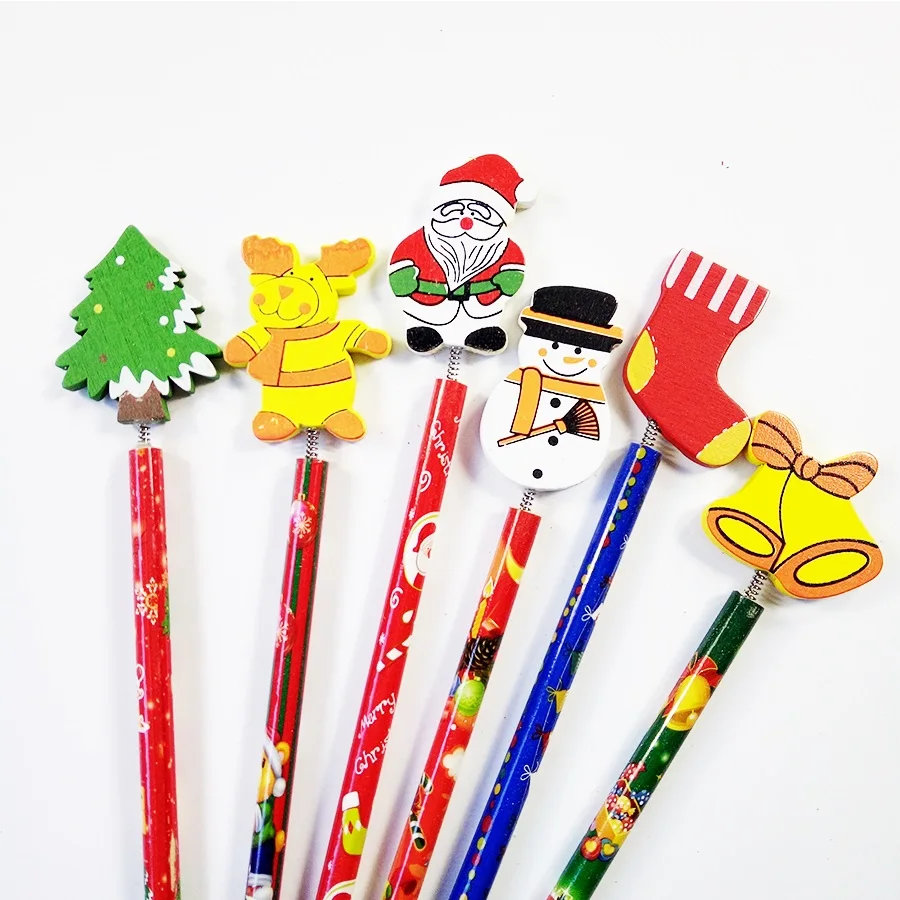 60 шт./лот Новый Рождественский Санта Клаус мультяшный деревянный Канцтовары