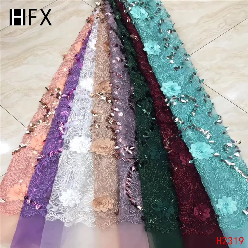 HFX новый стиль французская кружевная ткань 3D цветок африканская Тюлевая сетчатая