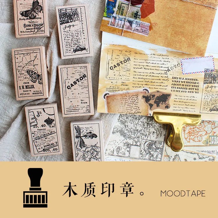 Moodtape винтажный деревянный прозрачный штамп для DIY скрапбукинга/фотоальбом декоративная печать древние карты животные резиновый штамп печать
