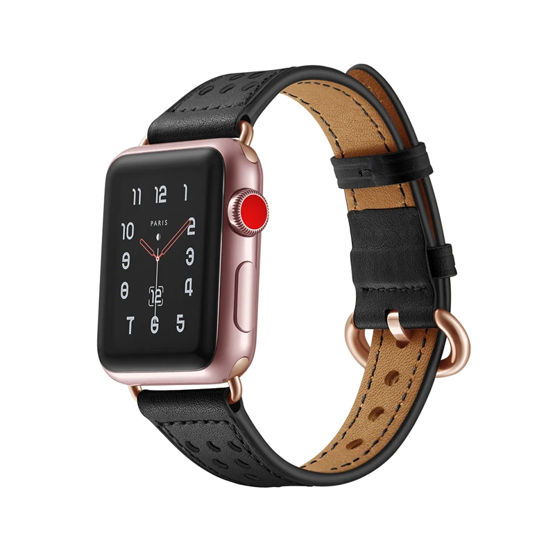 Ремешок из натуральной кожи для apple watch 6 band 44 мм 40 42 38 браслет iwatch series