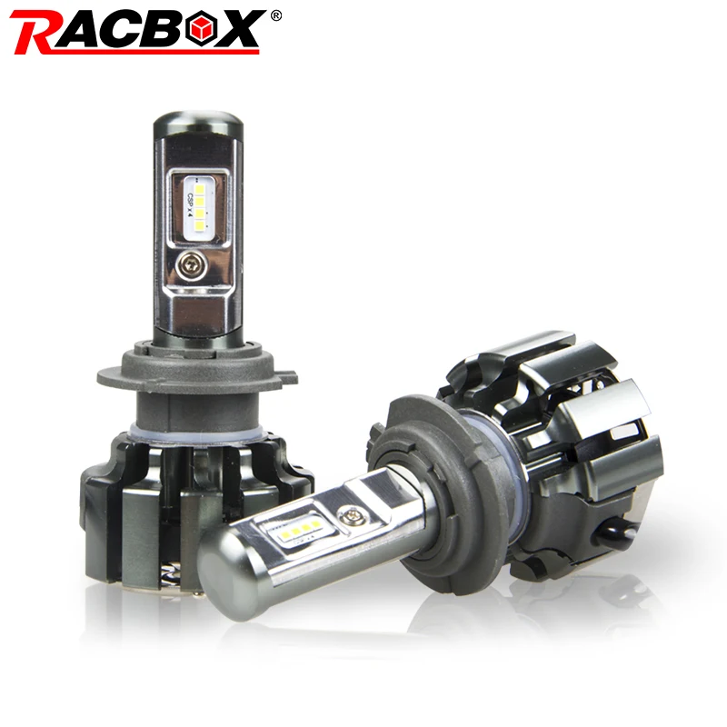 Racbox автомобиля светодио дный лампа фары H7 H4 HB3 9005 CSP лампочки Фары 70 Вт 12 В 24