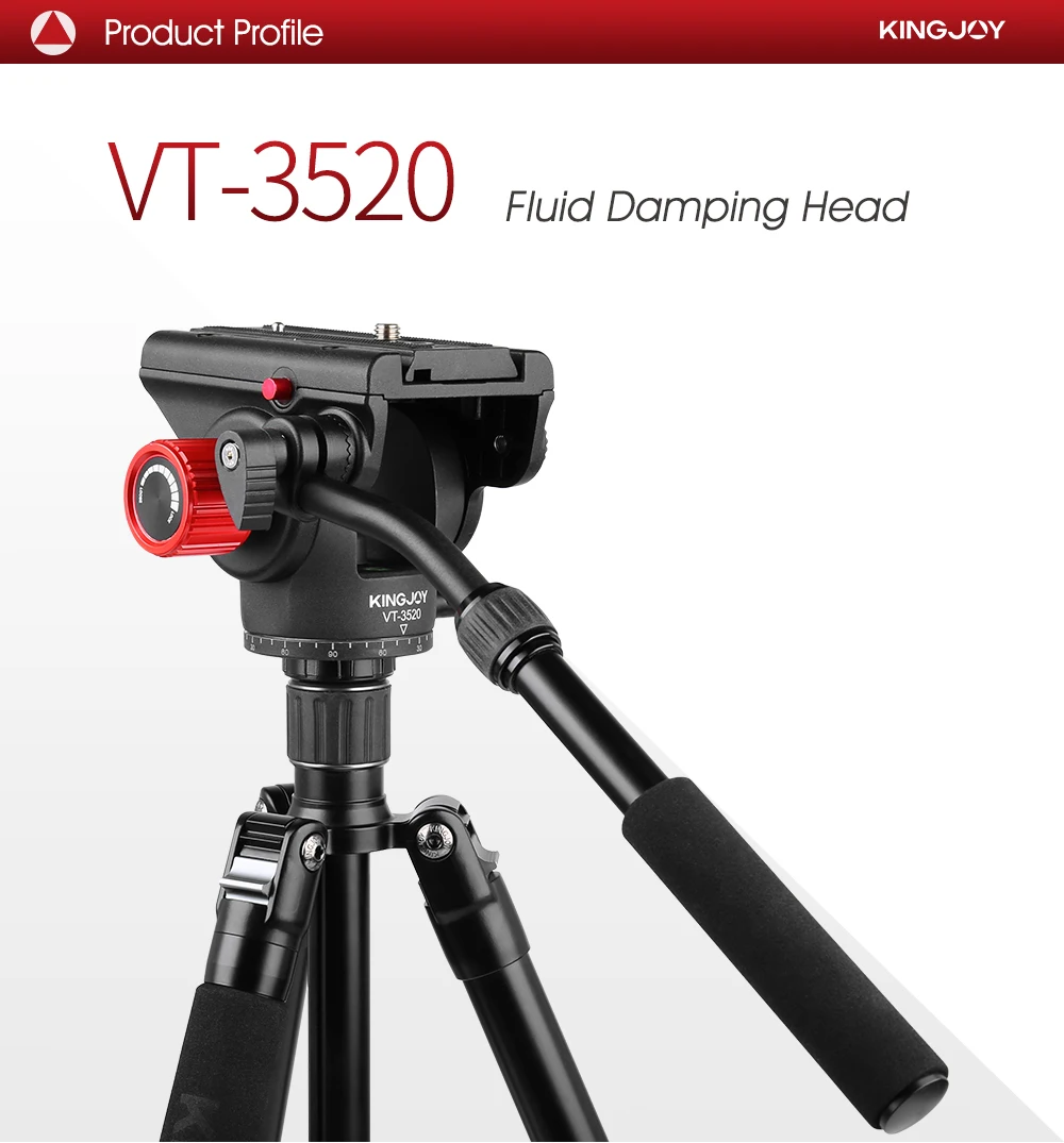 KINGJOY официальная VT-3520 головка штатива гидравлическая панорамная видео головка для штатива монопод держатель камеры подставка для мобильных зеркальных фотокамер DSLR
