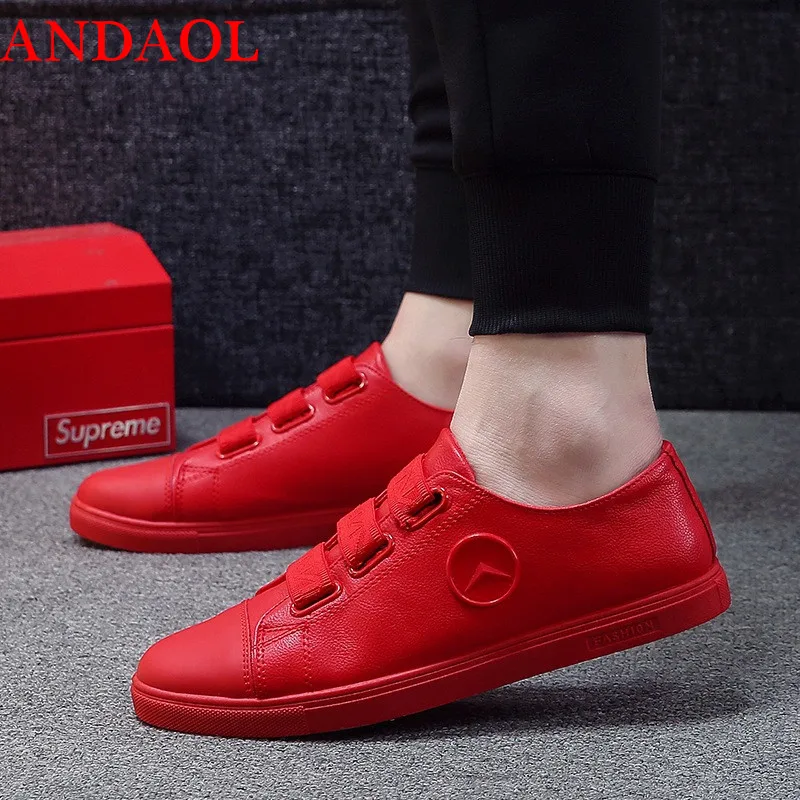 

ANDAOL Men's Casual Shoes Top Quality Non-Slip Solid Student Casual Trainers Luxury Brand Lace-Up Men Campus Sneakers Designer