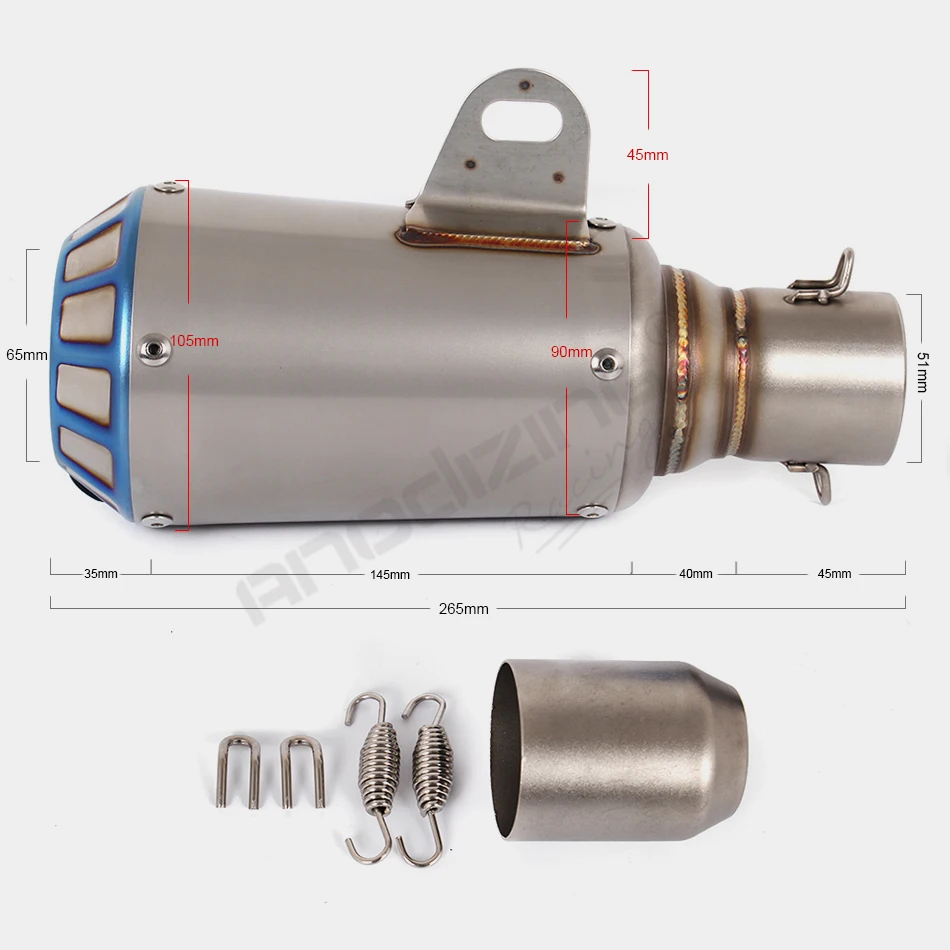 Универсальный мотоцикл углеродное волокно выхлопной вход 51 мм Escape выхлопные