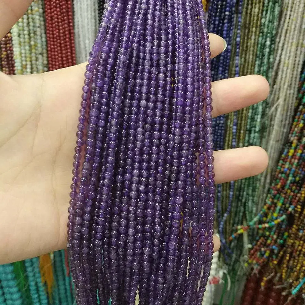 

Natural Stone AmethystsSmall Beads 3 mm Loose Beads for Jewelry Making Necklace DIY Bracelet