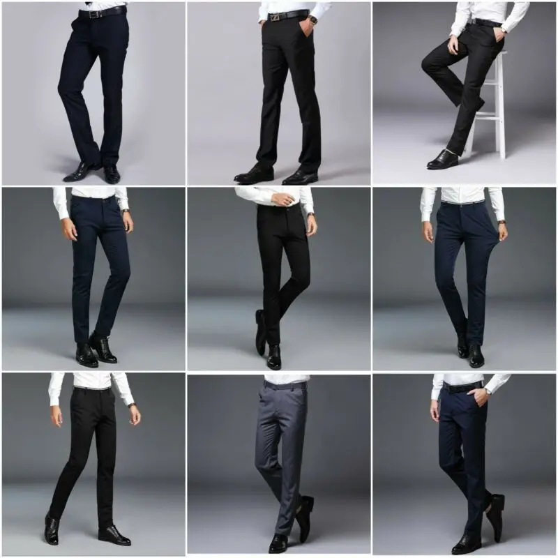 

Dress Trouser Men Fit Chinos Casual Long Slim Straight-Leg Business Formal Pants