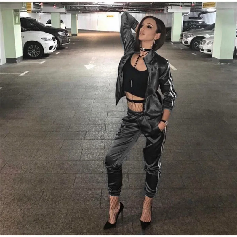 Женский Повседневный Спортивный костюм в полоску фиолетовый комплект из двух