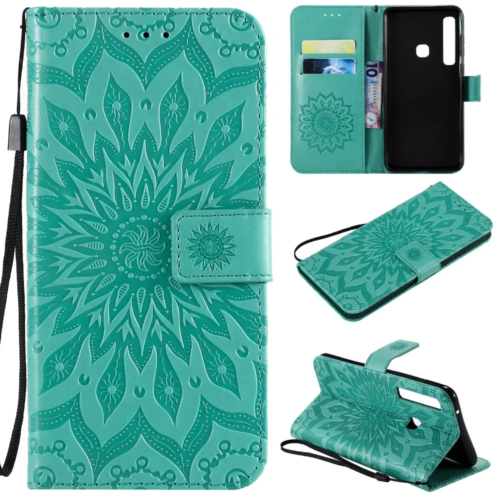 FM.HGQ For Samsung Galaxy a7 2018 Cases A7 Phone Case A9 PU Leather Flip Cover 3D Sunflower | Мобильные телефоны и