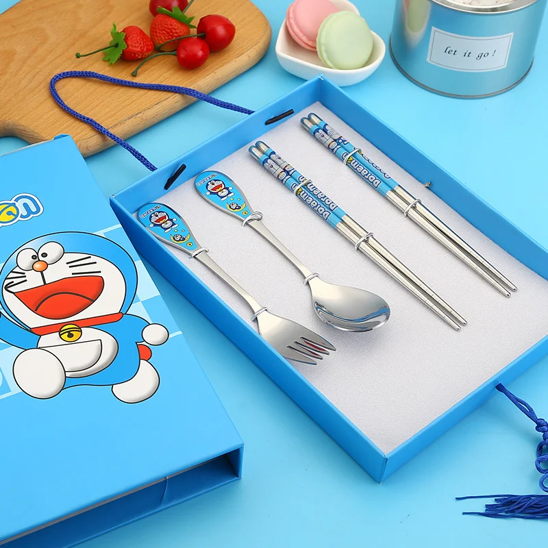 Модная посуда, столовые приборы, кухонная посуда hello kitty, вилка, ложка, набор ножей, Мультяшные Портативные подарки, наборы посуды из нержавеющей стали