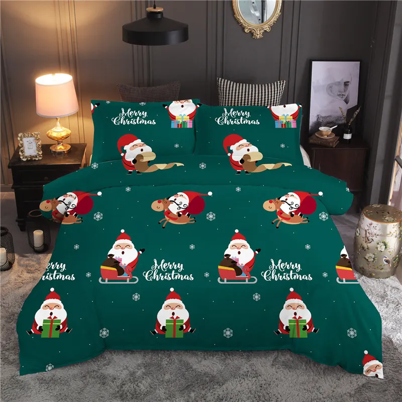 Color 2 Snowflake Christmas Printing Bedding Set Pillowcase Duvet Cover Set Comforter Cover 2/3 Pcs Bed Linen Home Textile - Цвет: Color 2