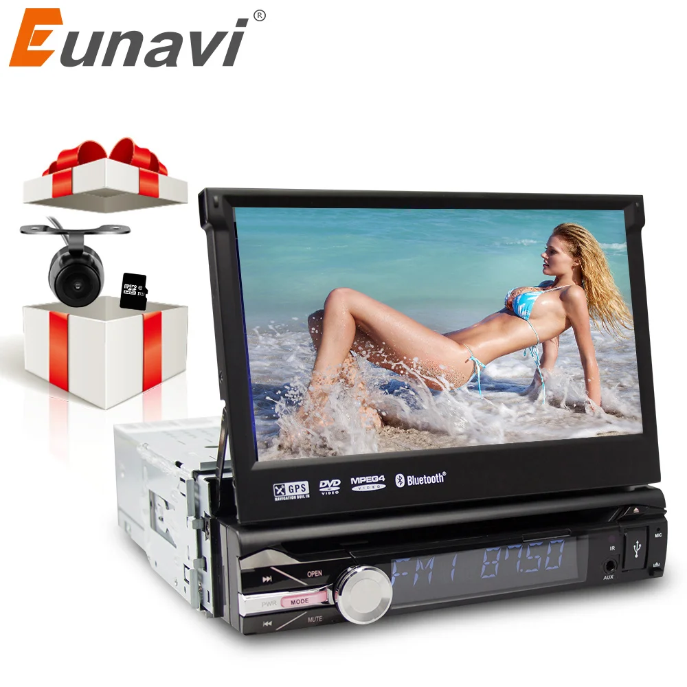 Eunavi " Универсальный 1 Din Автомобильный Радио dvd-плеер gps навигация Авторадио Стерео с Bluetooth PC Automotivo SD USB RDS Aux CD