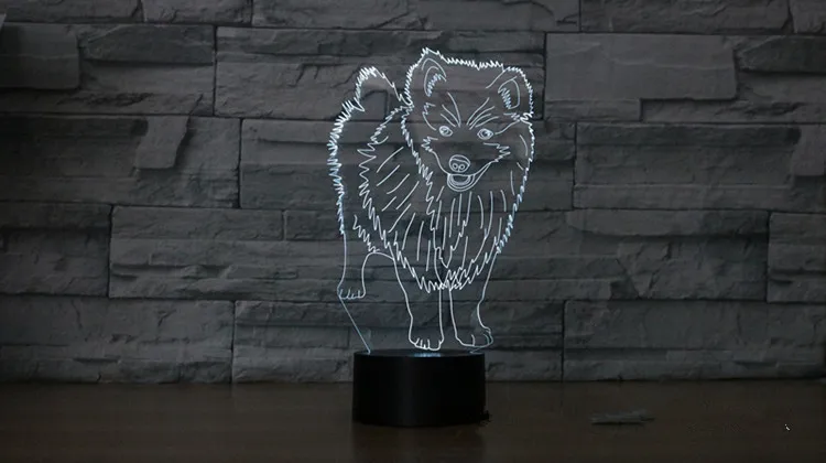 3D лампа ночник семь цветов Животные Многоцветный RGB лампа Рождественский Декор Детские Подарочные игрушки сенсорный пульт дистанционного управления настольная лампа - Испускаемый цвет: wolf