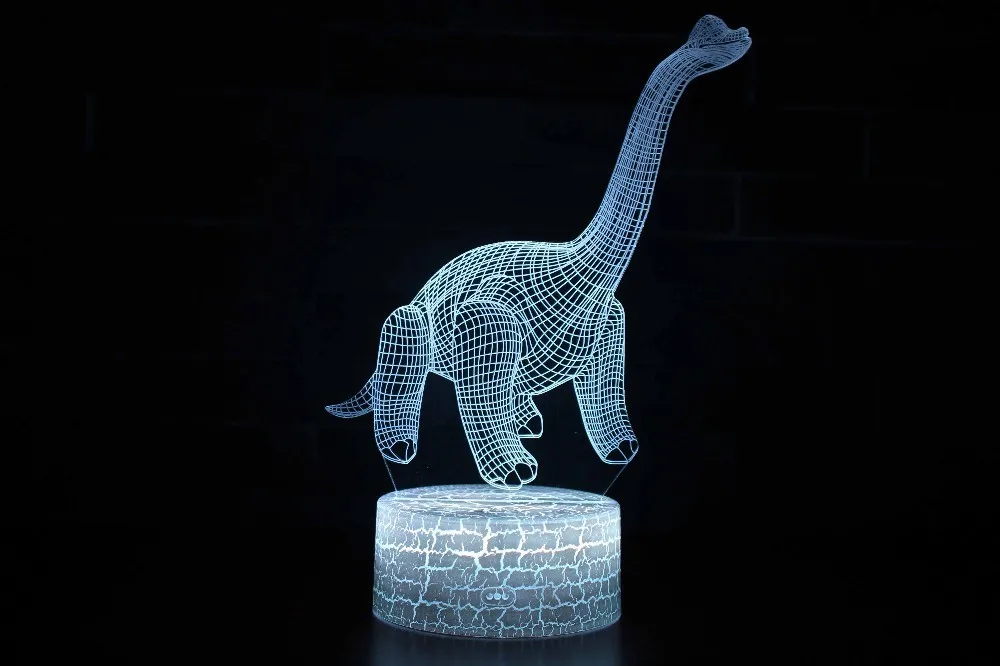 04 С принтом динозавра из мультфильма, светодиодный 3D ночной Светильник Touch/Дистанционное Управление 16 Цвет настольная лампа зарядка через usb Батарея приведенный в действие Прямая - Испускаемый цвет: 04