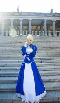 Бесплатная доставка Пользовательские Fate zero/Fate Stay Night Saber платье Irisviel синий костюм