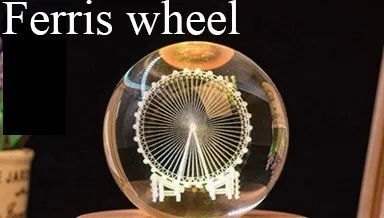 Ferris wheel Рождественская елка Лось хрустальный шар с гравировкой большой стеклянный шар 80 мм Хрустальная Сфера ремесла дети подарки на день рождения Домашний декор украшения - Цвет: Ferris wheel