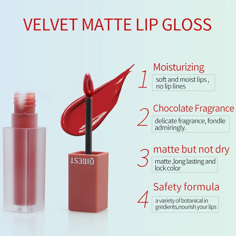 5 шт./компл. матовый бархатный блеск для губ глазури помогает равномерно наносить