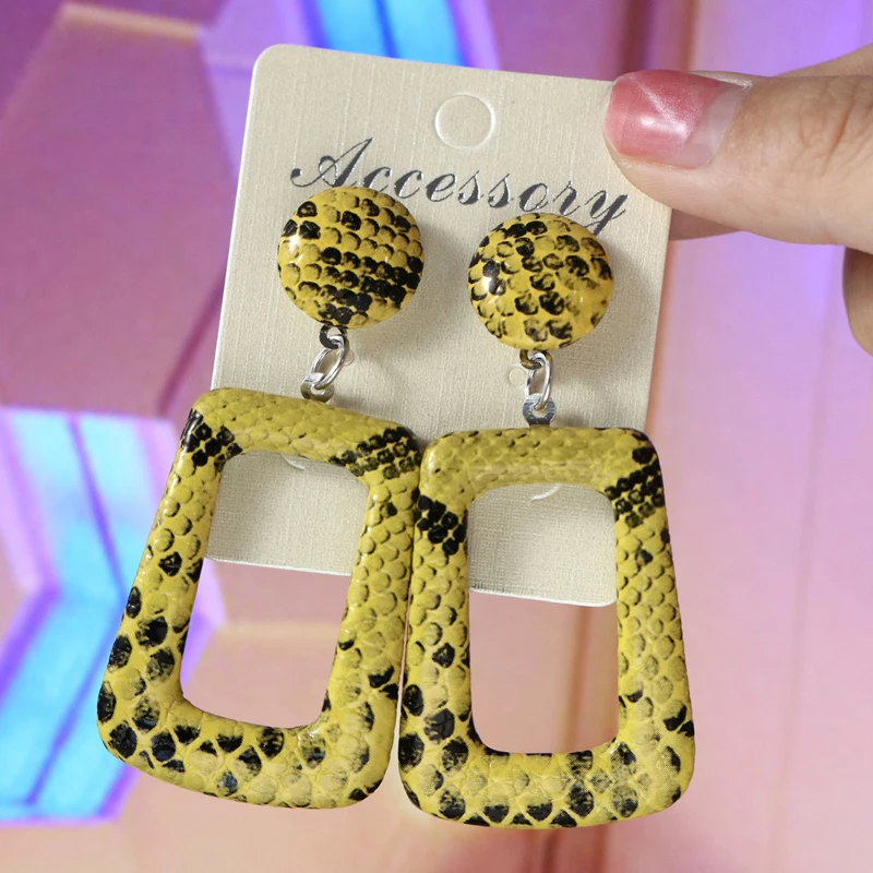 Женские серьги подвески с леопардовым принтом акриловые металлические большие