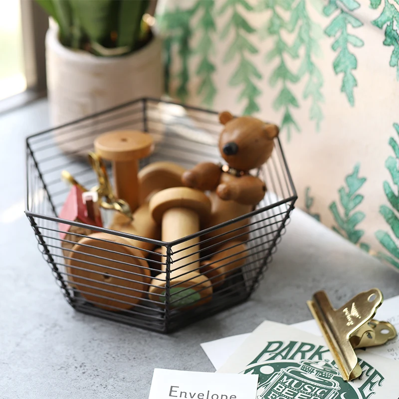 Шестигранная металлическая корзина для хранения Современная Скандинавская