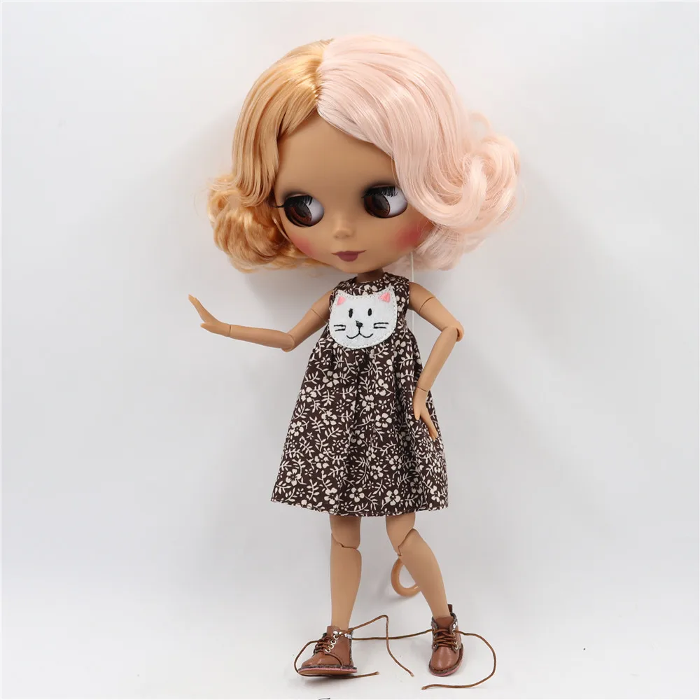 Ледяной DBS Blyth кукольные 1/6 Bjd из черной кожи Матовые шарнирное тело розовый