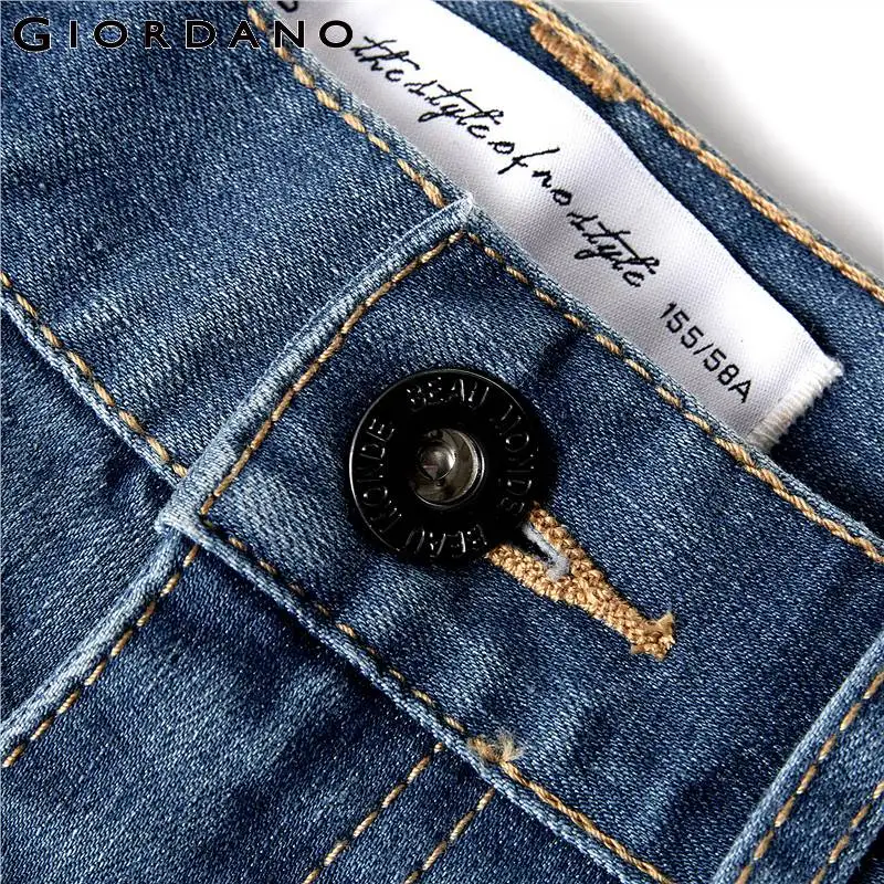Giordano женские джинсовые брюки необработанный край Длина по щиколотку Широкие