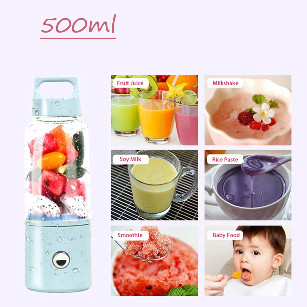 500 мл портативная соковыжималка Электрический USB Перезаряжаемый блендер для