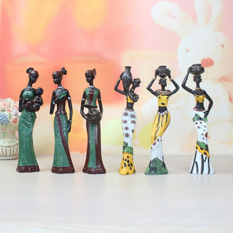 

3pcs/lot Handmade African Women Resin Crafts Ornaments Wedding Room Decoration Creative Gifts Tabletop Decoration
